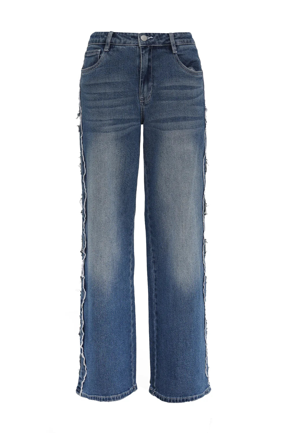 Blue Eyelet Wide Leg Jeans